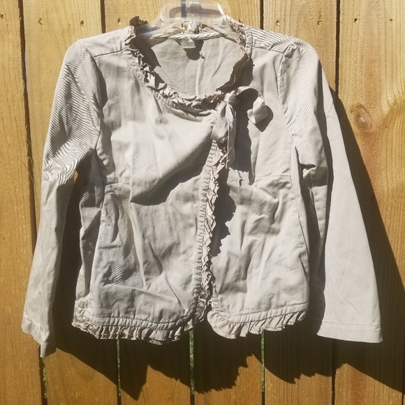 J. Crew Jackets & Blazers - J. Crew Ruffled Tie Bolero Jacket Size 8 Tan Khaki